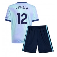 Maglia Calcio Arsenal Jurrien Timber #12 Terza Divisa Bambino 2024-25 Manica Corta (+ pantaloncini)